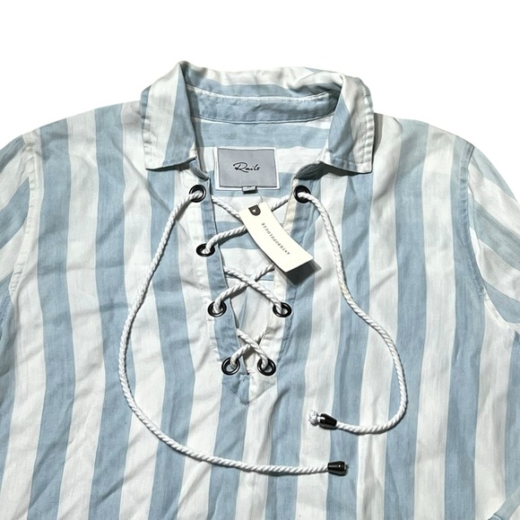 Rails x Anthropologie Top Uli Block Stripe Lace Up White Western Boho - Picture 12 of 14